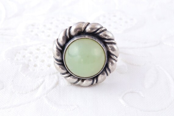 Sterling silver ring with jade, Soviet silver rin… - image 5