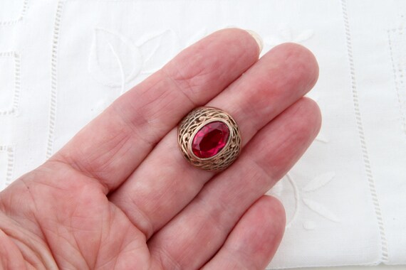 Silver ring red ruby, Vintage Soviet 875 silver r… - image 9