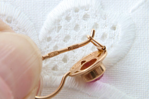 Soviet gold earrings with ruby, Red ruby earrings… - image 10