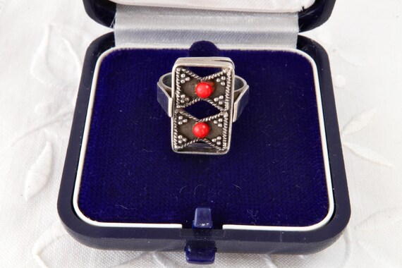 Rectangular silver ring flat surface, Handmade ri… - image 4