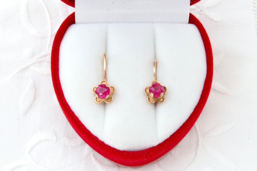 SMALL RUBBERIZED EARRINGS GOLD / fuxia & military green