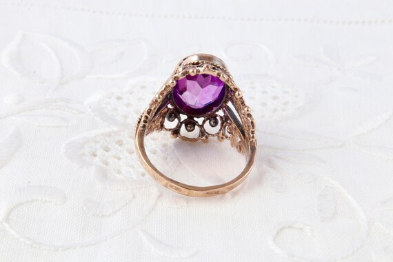 Gold ring tourmaline, Soviet silver ring with gol… - image 8