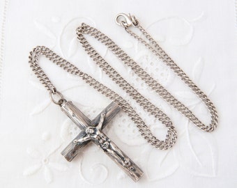 Großes Kreuz-Kruzifix Anhänger Aus 925 Sterlingsilber