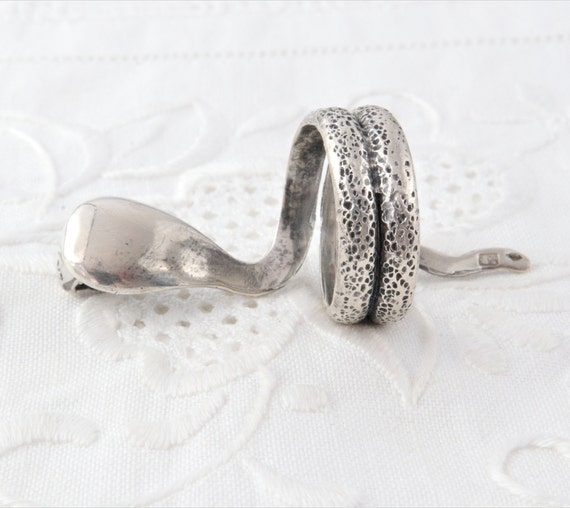 Sterling silver ring, Large snake ring, Silver co… - image 5