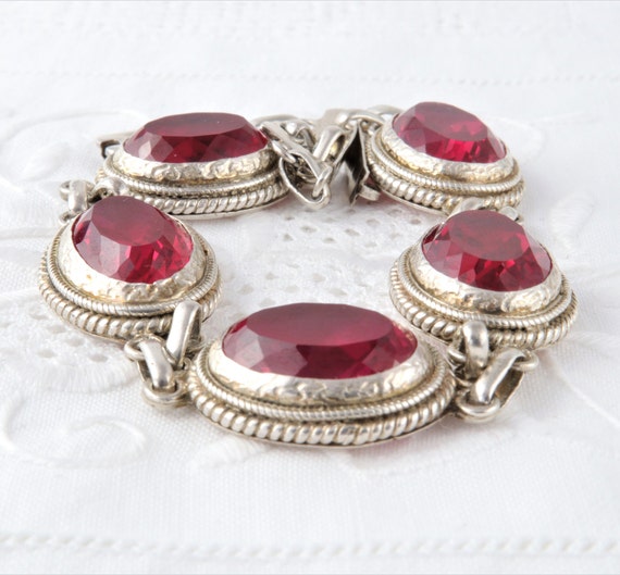 Red ruby bracelet, Sterling silver bracelet with … - image 8
