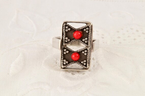 Rectangular silver ring flat surface, Handmade ri… - image 5