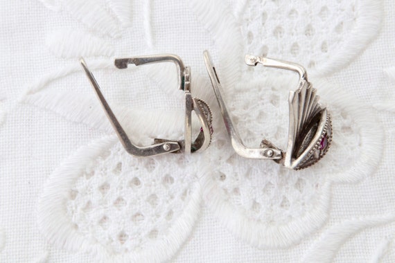 Vintage Soviet sterling silver red ruby earrings,… - image 6
