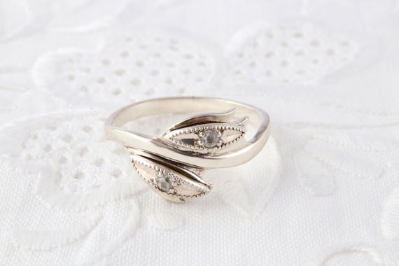 Sterling silver ring with leaves and rock crystal… - image 5