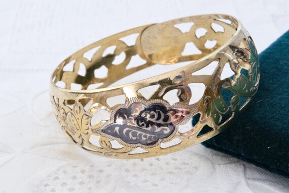 Wide solid stripe silver bracelet with niello, Vi… - image 8