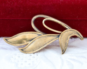 Broche Art Déco Ancienne - Plaqué Or Avec Biche Sur Plaque Bakélite, Occasion, Pièce Vintage