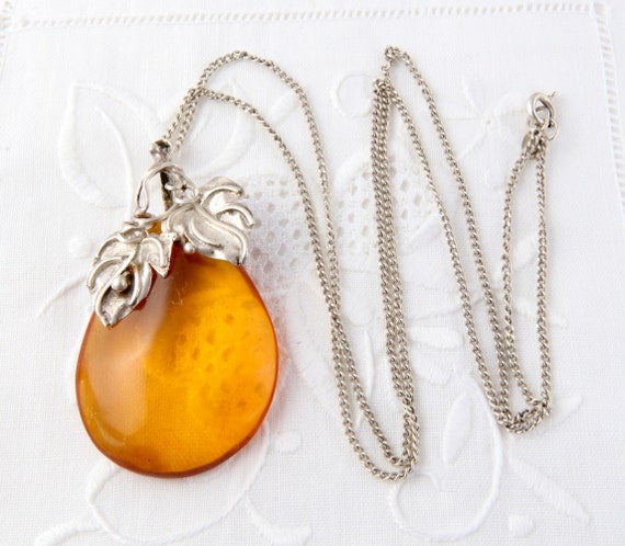 Sterling silver necklace with natural amber, Balt… - image 7