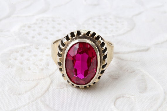 Ruby ring, Sterling silver ring with red ruby, 87… - image 5