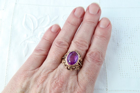 Gold ring tourmaline, Soviet silver ring with gol… - image 9