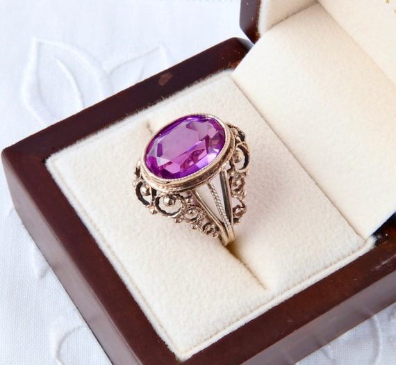 Gold ring tourmaline, Soviet silver ring with gol… - image 2