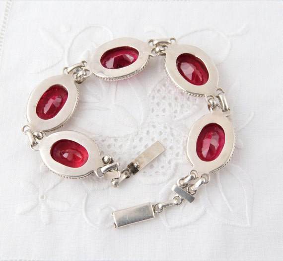 Red ruby bracelet, Sterling silver bracelet with … - image 4