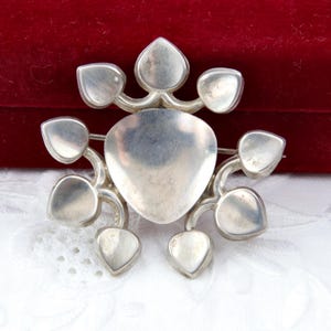 Antique sterling silver flower brooch, Anton Michelsen silver jewelry, Sweden silver brooch