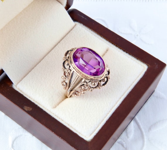 Gold ring tourmaline, Soviet silver ring with gol… - image 3