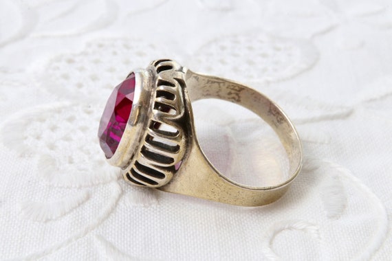 Ruby ring, Sterling silver ring with red ruby, 87… - image 6