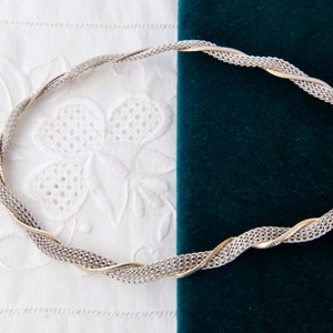 Silver harness necklace, Sterling silver necklace multi row, Braided silver necklace, Gold necklace, Thick silver necklace braided mesh