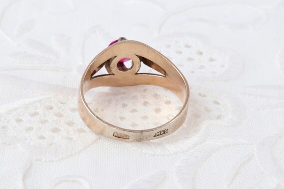 Ruby ring, Sterling silver ring with gold plating… - image 8