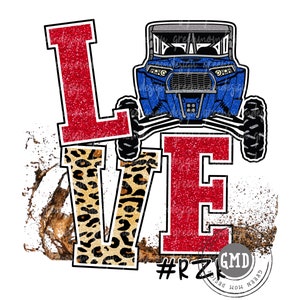 Love Blue RZR, SXS Png, Sublimation Design, Graphic, Clip Art, Digital Download