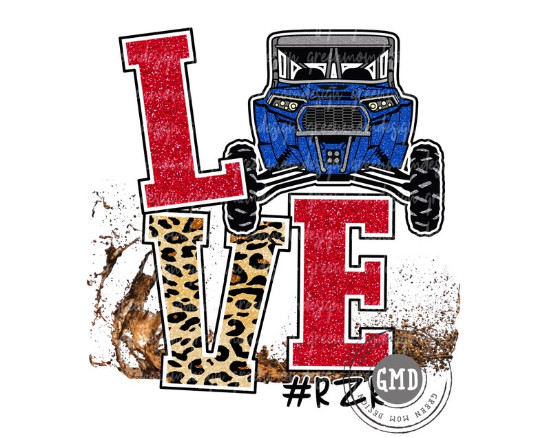 Rzr Letters Love Blue RZR, SXS Png, Sublimation Design, Graphic, Clip Art, Digital ...