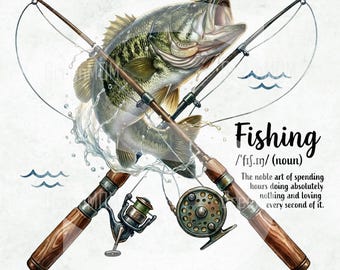 Fishing Bass PNG, Largemouth Bass Fishing Sublimation, Angler Fish Rod PNG, Vintage Fishing Quote Design