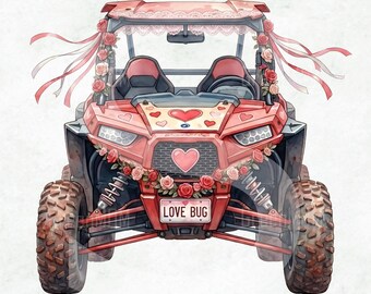 Love Bug RZR Valentine PNG, Off Road Side By Side Heart Design, Valentines Day Sublimation PNG