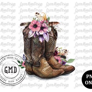 Cowboy Cowgirl Leopard Boots Png, Country Png T-shirt, Floral Sublimation Design PNG, Graphique, Clip Art, Téléchargement numérique