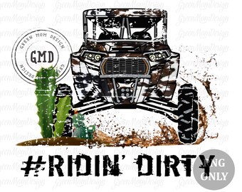 Ridin Dirty RZR Cowhide Grunge UTV, SXS Png, Sublimation Design, Graphic, Clip Art, Digital Download