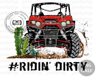 Ridin Dirty Red Grunge UTV, SXS Png, Sublimation Design, Graphic, Clip Art, Digital Download