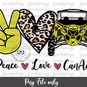 Peace Love Can-Am Yellow UTV, SXS Png, Sublimation Design, Graphic, Clip Art, Digital Download