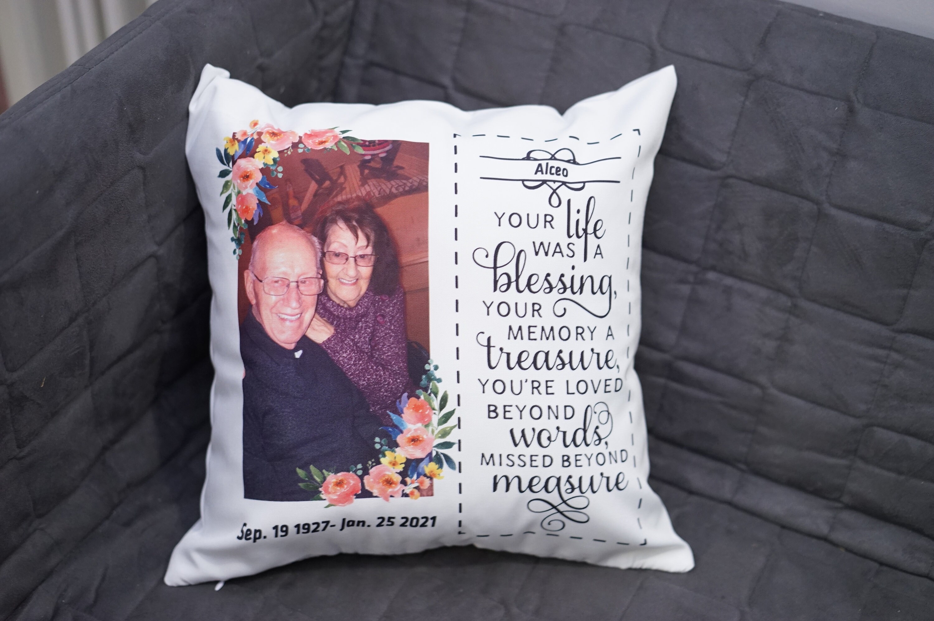 Personalized Picture Date Memorial Pillow Cushion Memory Etsy
