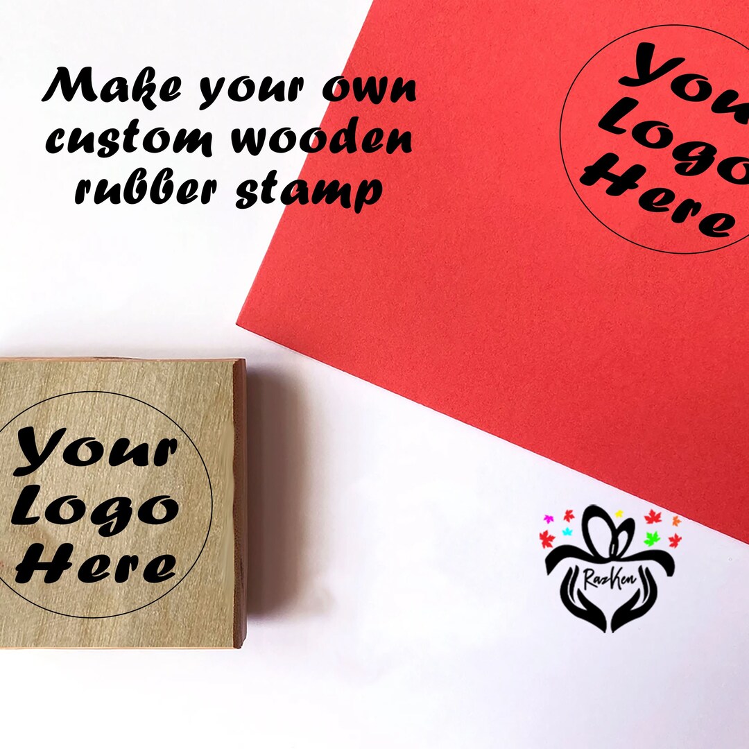 Custom Wooden Stamp, Logo Rubber Stamp, Company Logo Stamp, Your Own Stamp, Wooden Business Logo