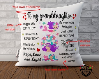 Gift for Granddaughter Mermaid, Gift from Grandma, Mermaid Themed Pillow, To My Granddaughter Gift, Gift from Nana, Gift for Grandkid Pillow