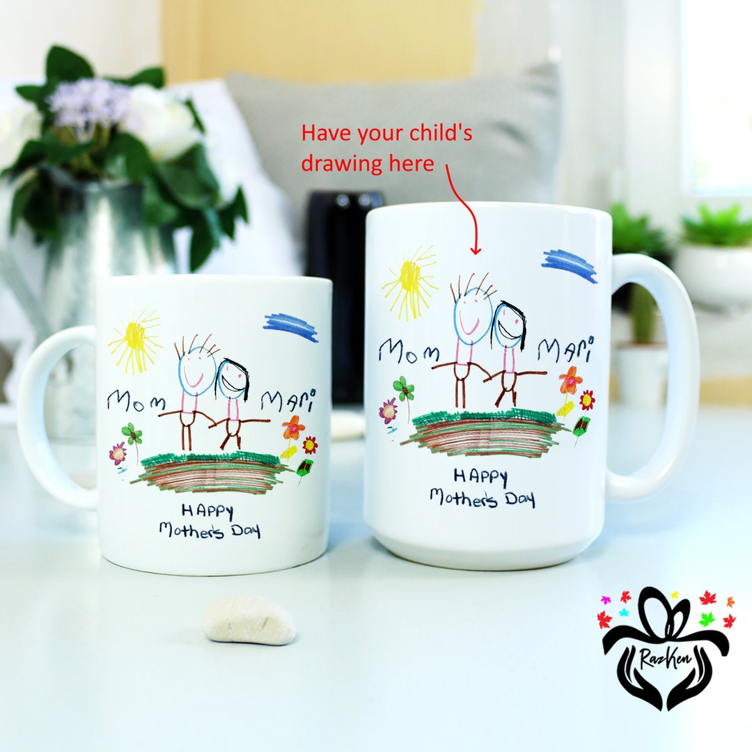 Personalized Kids Drawing Mug, Kids Artwork Mug, Childs Drawing Mug