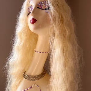 Very long Blonde Lace Front Wig 42 inch/ Ice Queen Ash Blonde wavy Synthetic Wig / Heat Resistant Lace Front Wig / Perfect Gift for Her