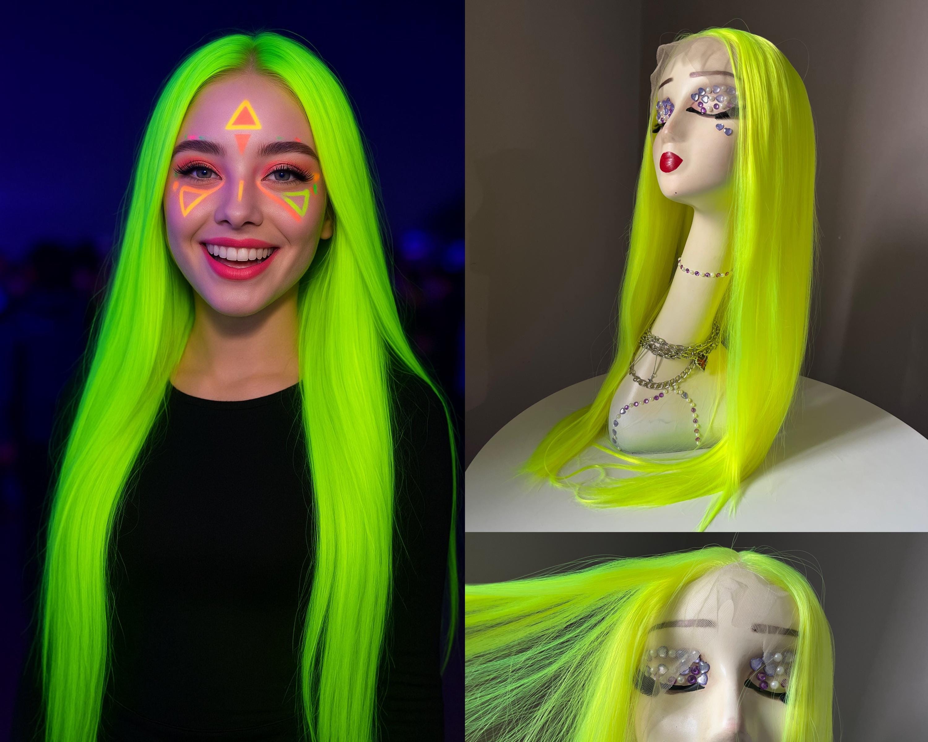 Neon Green UV-Glow Lace Front Wig - 26''