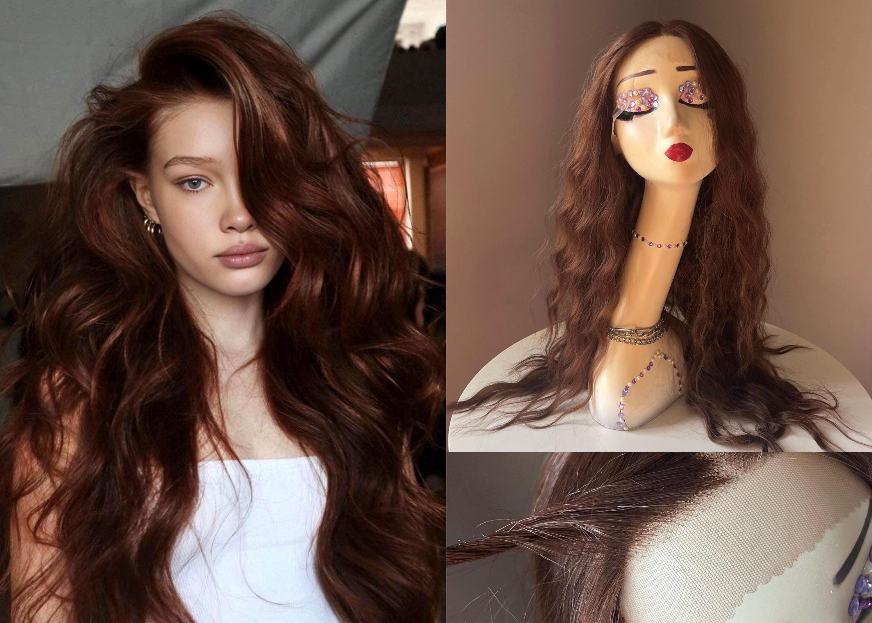 New Curly Brown/Auburn Tipped Heat Resistant Wig Glueless Auburn Brown Kinky Curly Textured Wig| Easy Install  main image 2