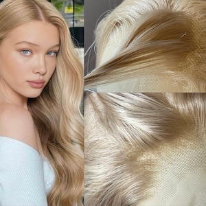 Парик цве :) шампанскоров, с кружевнор фроннические чаSTью, парик прямые сиINTевические bezuggebung