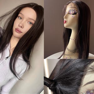 Short wig  Brown /  straight hair wavy Wigs / Heat Resistant Luxury Lace Front Wig / Natural brown Lace Front Wig Gift for Her.