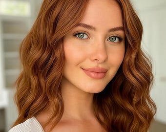 Chestnut Lace Front Wig, Long Wavy Auburn Brown Synthetic Hair, Natural Look, Heat Resistant Cosplay Women Wig