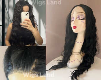 26-Inch Synthetic Lace Front Wavy Wig Heat Resistant Adjustable Cap 26 Inch Long Wavy Lace Front Silk Base Rose Mesh Cap Wig for  main image 2