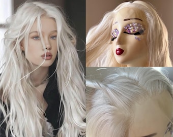 Platinum White Blonde Lace Front Wig / Ice Queen Ash Blonde Straight Synthetic Wig / Heat Resistant Lace Front Wig / Perfect Gift for Her