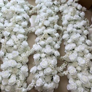 White Wisteria Flower Rose Flowers Arch,Artificial Flower Garland,White Rose Peony Flower Runner,Wedding White Flower Row