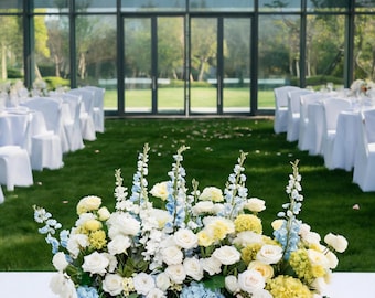 Flores para el pasillo de la boda estilo boho, decoración para la mesa de los novios, camino de mesa floral artificial