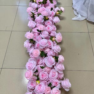 Baby Pink Rose Flower Garland,Artificial Flower Runner,Table Flower Runner,Wedding Arch Swag,Wedding Arrangement,Wedding Runner Floral