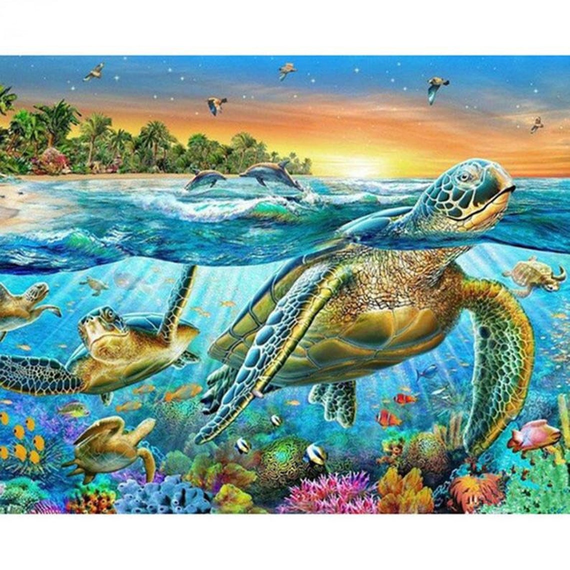 Sea Turtle 5D Diamond Painting Kit Diy Diamond Embroidery | Etsy