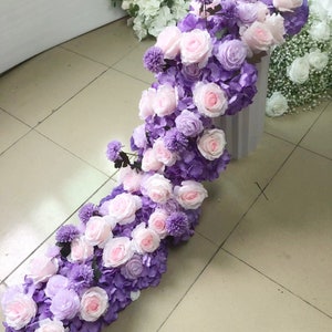 Purple Pink Rose Flower Garland,Wedding Flower Runner,Hydrangea Peony Garland ,Swag Flower Arch,Wedding Arrrangement,Table Flower Runner