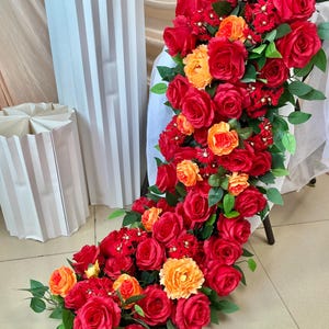 Red Rose Flower Garland,Wedding Floral Runner,Wedding Arch Swag,Wedding Reception Table Runner,Flower For Wedding Baby Shower Party Decor